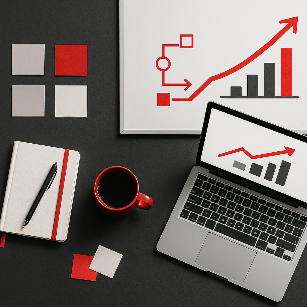 tough study logo initials Desk and whiteboard with a weekly plan and checklist—focused work session for résumé and interview prep.