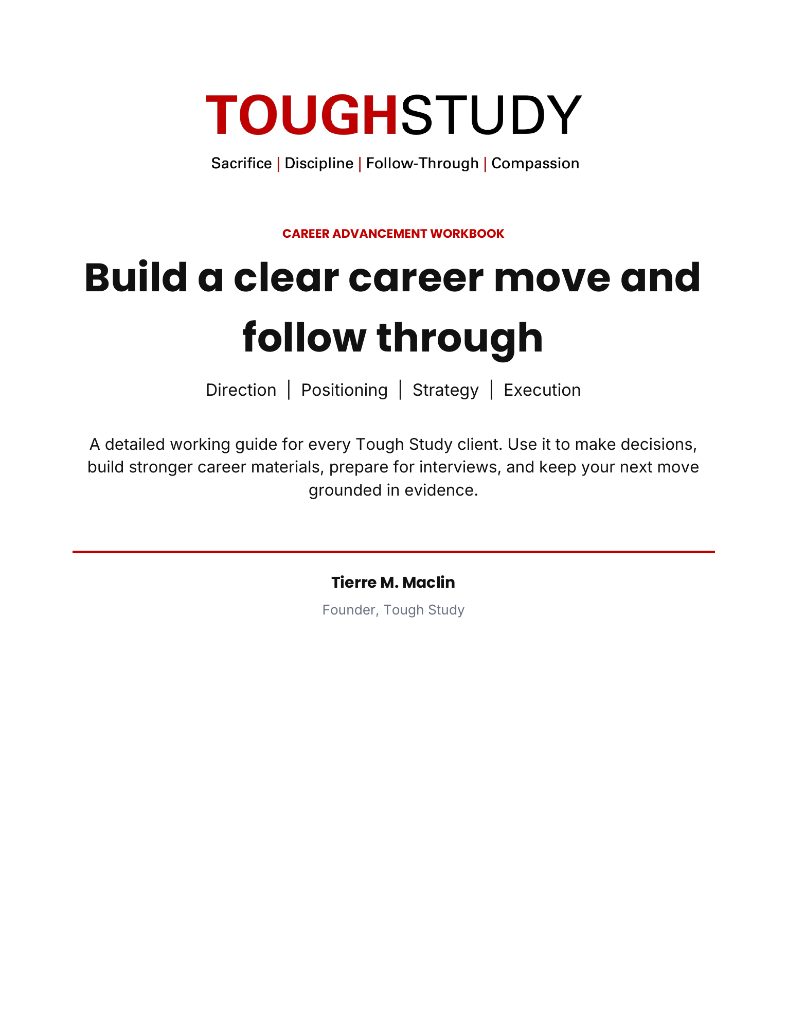 Cover of the Tough Study Career Advancement Workbook